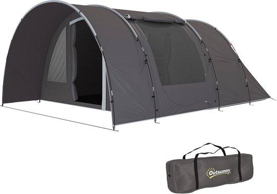 Outsunny-Kampeertent-Polyester-460x320x190cm-Grijs van Outsunny