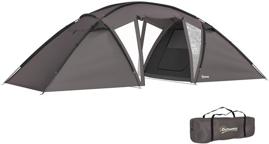 Outsunny-Kampeertent-Polyester-615x235x195cm-Zwart van Outsunny