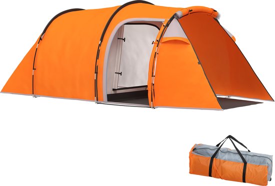 Outsunny Kampeertent-Polyester, PE-426L x 206B x 154H cm-Oranje