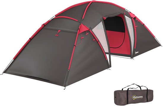Outsunny kampeertent - polyester/kunststof - 615x235x195 cm - grijs van Merkloos