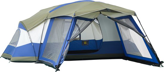 Outsunny kampeertent voor trekking festival glasvezel blauw van Outsunny