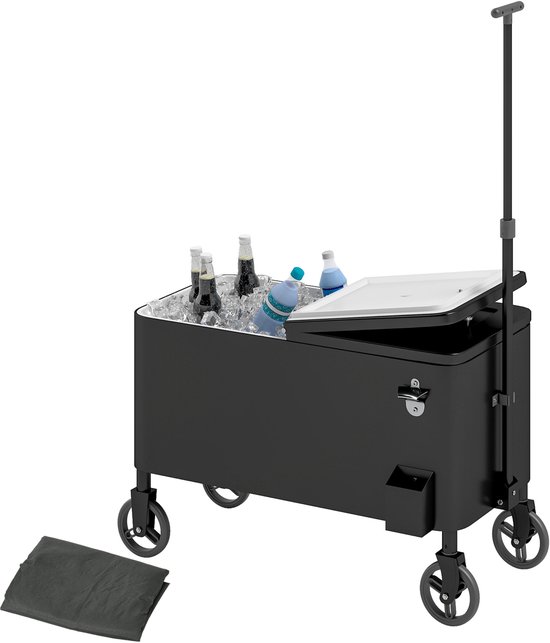 Outsunny - Koelwagen - Kunststof - 76L - 87L x 46B x 120H cm - Zwart van Outsunny