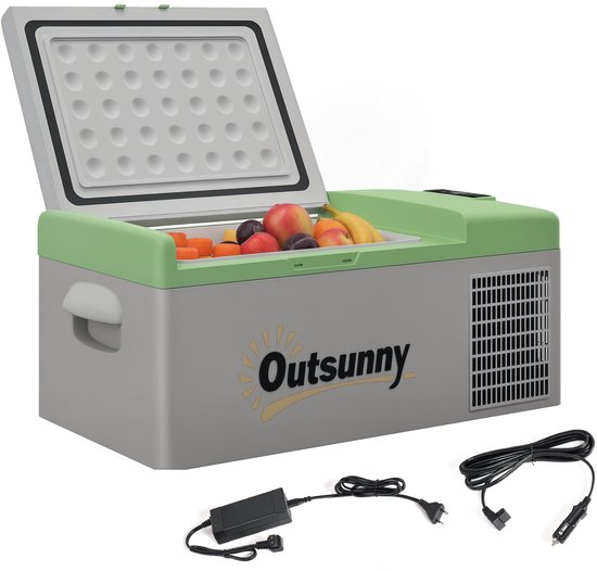 Outsunny-Kompressor Kühlbox-Kunststoff-60L x 32B x 26H cm-Grau van Merkloos