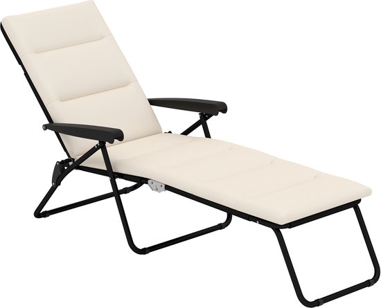 Outsunny ligstoel - Staal - 153x58,5x89cm - Crème van Merkloos