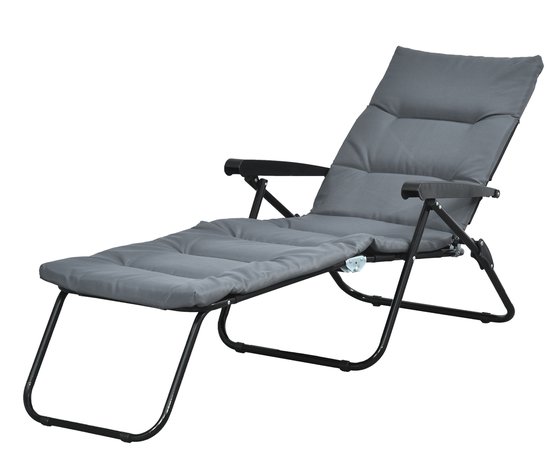 Outsunny Ligstoel - Staal - 153x58x89cm - Grijs