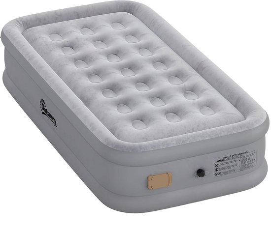 Outsunny Luchtmatras-Kunststof-190L x 97B x 39H cm-Grijs van Merkloos