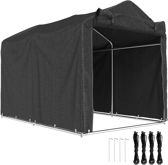 Outsunny Opbergtent voor tuin Metaal, PE 220L x 157B x 165H cm Zwart van Merkloos