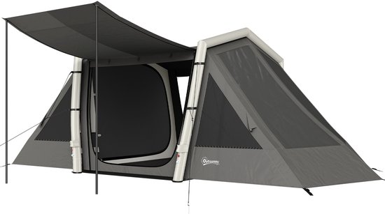 Outsunny Opblaasbare Campingtent - TPU, Oxfordstof - 580 x 270 x 202 cm - Donkergrijs van Merkloos