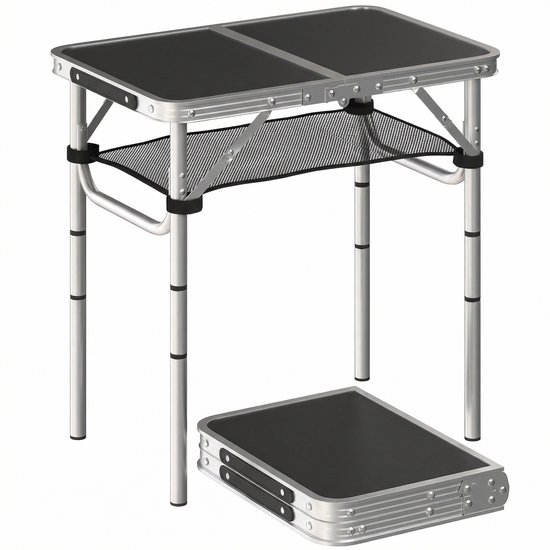 Outsunny Picknicktafel-Aluminium, MDF-60L x 40B x 26-60H cm-Zwart