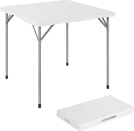 Outsunny picknicktafel - Metaal, HDPE - 86 x 86 x 74 cm - Wit van Merkloos
