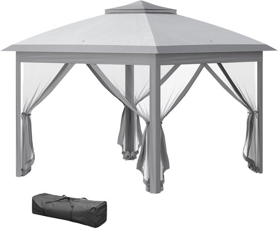 Outsunny Pop-up luifel - Oxford stof - 330x330x288cm - Grijs