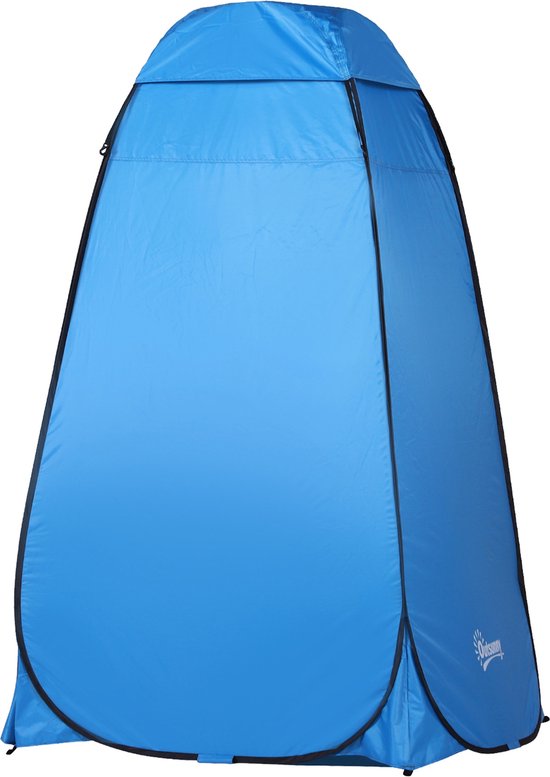 Outsunny Pop-up toilettent camping douchetent omkleedtent binnentas polyester blauw A20-134 van Merkloos