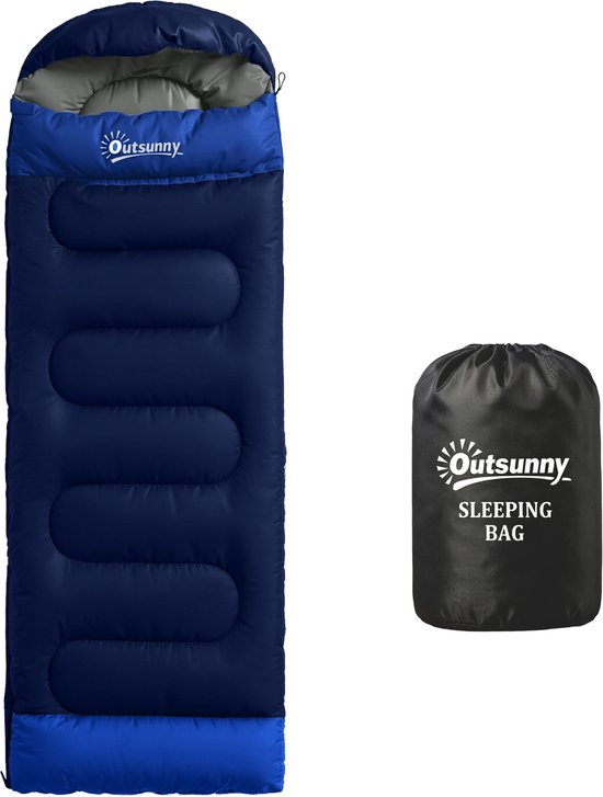 Outsunny slaapzak - Polyester, katoen - 215 x 75 x 10 cm - Marineblauw
