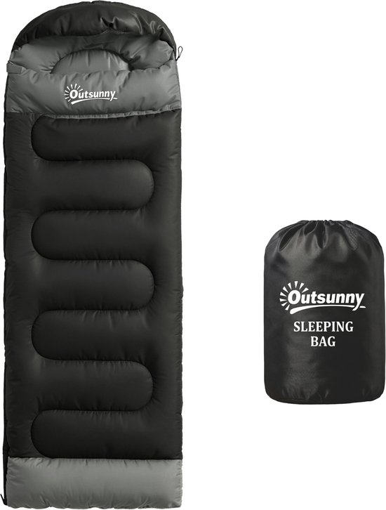 Outsunny slaapzak - Polyester, katoen - 215 x 75 x 10 cm - Zwart