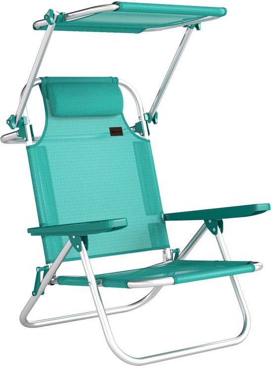 Outsunny strandstoel - Aluminium, gaas - 62 x 68 x 79 cm - Turkoois