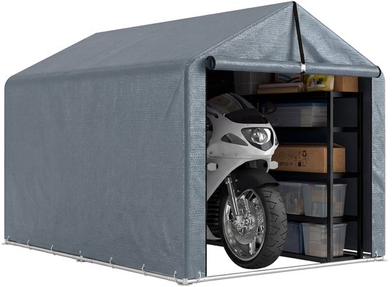 Outsunny Tuinopbergtent-PE, Gegalvaniseerd Staal-162L x 221,5B x 163H cm-Donkergrijs