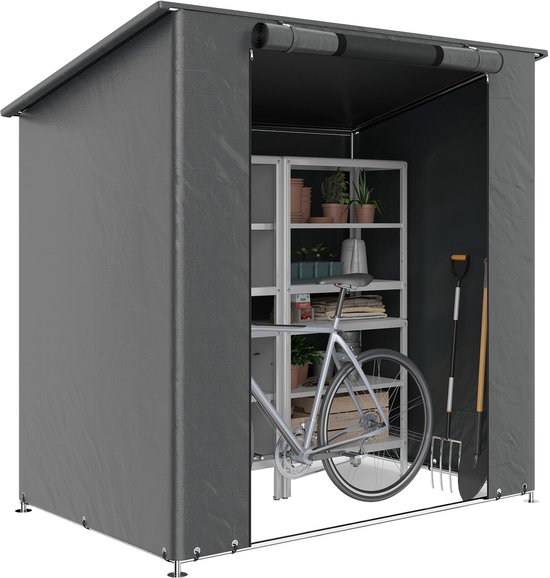 Outsunny Tuinopbergtent-Verzinkt staal, PE-187L x 120B x 204H cm-Donkergrijs van Outsunny