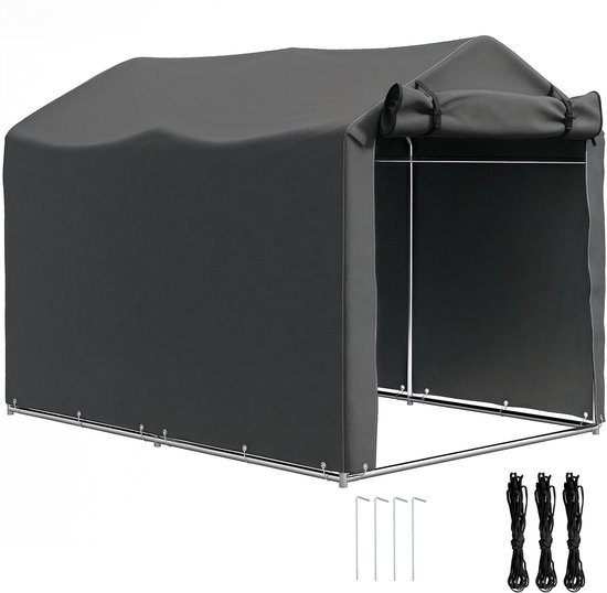 Outsunny Tuinopslagtent Metaal, PE 220L x 157B x 165H cm Donkergrijs van Merkloos