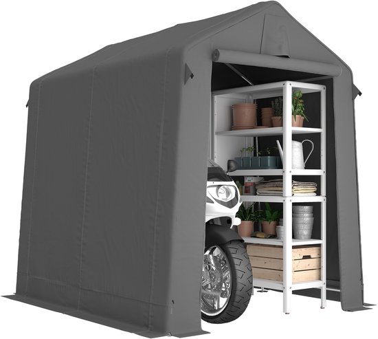 Outsunny Tuinopslagtent-Polyester, verzinkt staal-190L x 230B x 220H cm-Donkergrijs