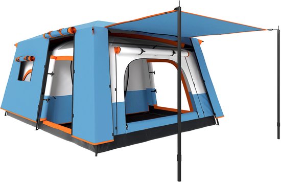 Outsunny Tunneltent - Polyester - 430x305x195cm - Blauw van Merkloos