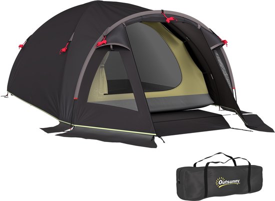 Outsunny-Tunnelzelt-Polyester, Fiberglas-3,3L x 1,9B x 1,2H m-Schwarz van Merkloos