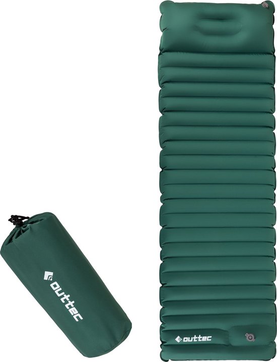Outtec® Luchtmatras met Kussen - Luchtbed - Slaapmat - 200x66 cm - Ultralicht - Geïntegreerde Pomp - Opblaasbaar Matras - Camping, Outdoor van Merkloos