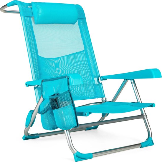 Outtec® Verstelbare Strandstoel met Kussen - Ligstoel - Tuinstoel - Campingstoel - Ligbed - tot 120 kg - Opvouwbare van Merkloos