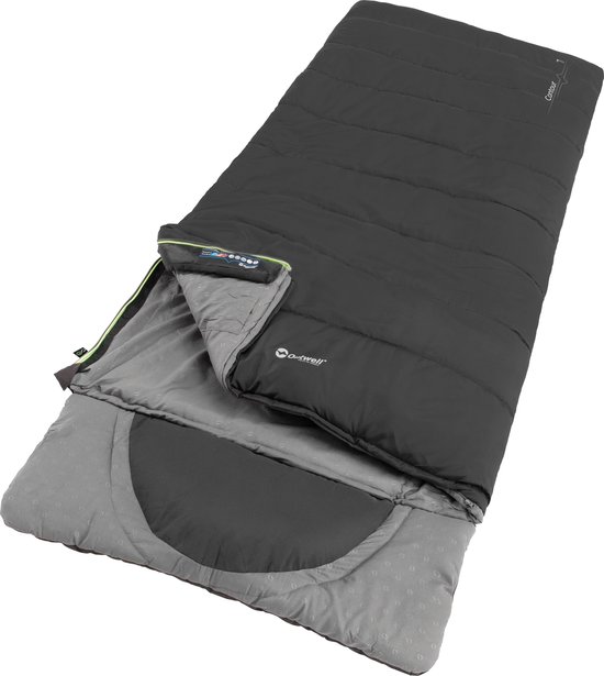 Outwell DS Contour slaapzak 220 cm Midnight Black rits rechts van Outwell