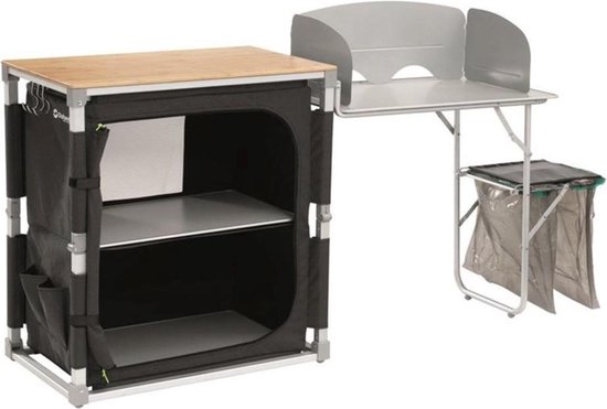 Outwell Padres Keukentafel met bamboe Tafelblad en Zij-Unit