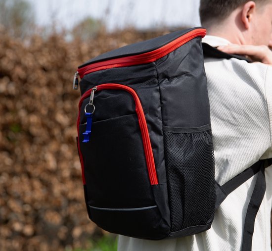 Oveggo Coolpack - Koeltas Rugzak - Waterdichte Isolatie - Koelrugzak - Groot Volume - Duurzaam Rood-Zwart Design - Comfortabele Schouderbanden - Ideaal voor Camping & Picknick van Oveggo