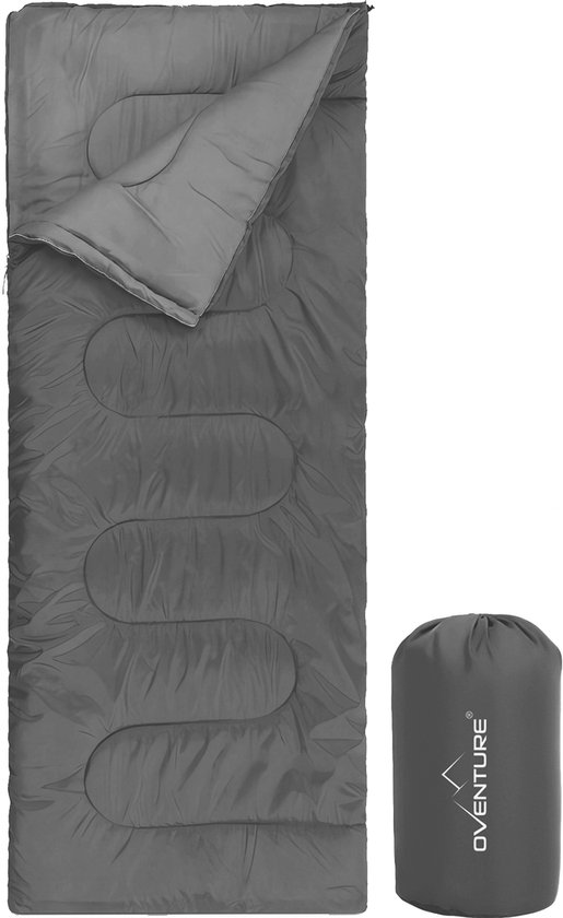 Oventure slaapzak SleepPlus - grijs | 3-seizoenen slaapzak | Comfortabel tot 8 °C | Voor kamperen, logeren en festivals van Merkloos