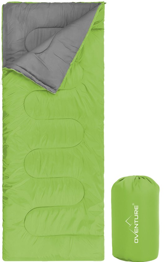 Oventure slaapzak SleepPlus - groen | 3-seizoenen slaapzak | Comfortabel tot 8 °C | Voor kamperen, logeren en festivals van Merkloos