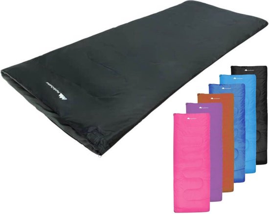Oventure SleepPlus slaapzak - 190 x 80 cm - 3-seizoenen slaapzak - Comfortabel tot 8 °C - Voor kamperen, logeren en festivals - Zacht en luchtig materiaal - Geschikt voor volwassenen en kinderen - Met draagtas - Zwart van Oventure