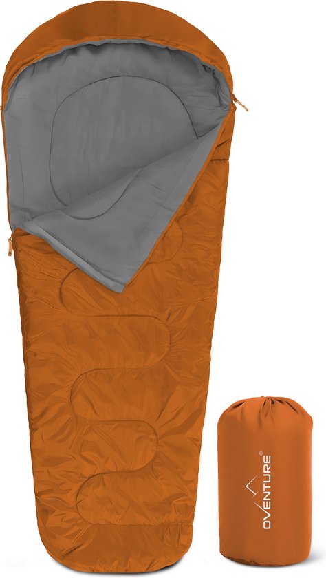Oventure SleepPlus slaapzak | 230 x 80 cm | Mummy slaapzak | 3-seizoenen | Comfortabel tot 6 °C | Voor kamperen, backpacken en festivals | Lichtgewicht en compact | Slaapzak met capuchon | Inclusief draagtas | Rood van Merkloos