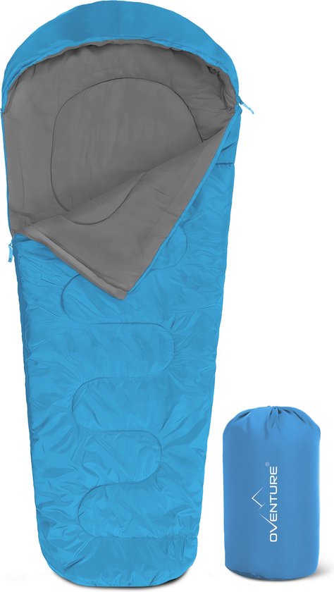 Oventure SleepPlus slaapzak | 230 x 80 cm | Mummy slaapzak | 3-seizoenen | Comfortabel tot 6 °C | Voor kamperen, backpacken en festivals | Lichtgewicht en compact | Slaapzak met capuchon | Inclusief draagtas | Turquoise van Merkloos