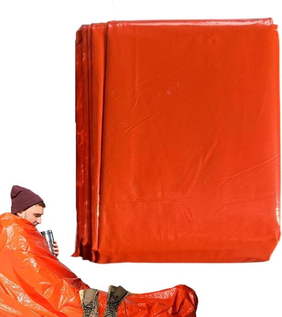Overlevingsdekens Slaapzak - Nooddeken Thermoslaapzak - Buitenactiviteiten Bescherming - Waterdicht Scheurbestendig - 210x90cm - Oranje