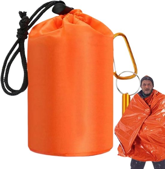 Overlevingsslaapzak - Noodslaapzak - Warme ehbo - deken - Slaapzak - Herbruikbaar - Oranje - Noodslaapzakset (1 stuk), geschikt voor kamperen en wandelen. van Merkloos