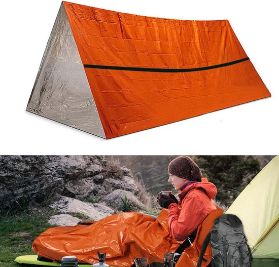 Overlevingsslaapzak, survival bivakzak, eerste hulp reddingsdeken, waterdicht, nooddeken, ultralicht, hittebestendig, koudebescherming, voor outdoor, kamperen, wandelen