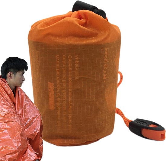 Overlevingszak - Nooddeken Slaapzak - Buitenavontuur Warmte - Waterdichte Coating - 200x90cm - Oranje