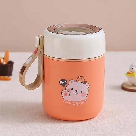 Overnight Oats jar - Praktische Yogurt Cup & Muesli Cup - Gescheiden Yogurtpot - Ontbijt Cup, Porridge, Ontbijtjars met Deksels, RVS Voedselbeker, Soepfles (Roze)