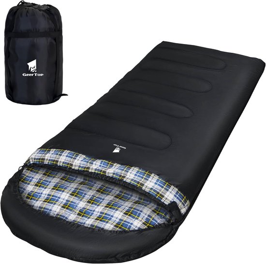 Oversized Camping Slaapzak XXL 4 Seizoenen - Flanel, 220 x 100 cm voor Volwassenen van Fronterra