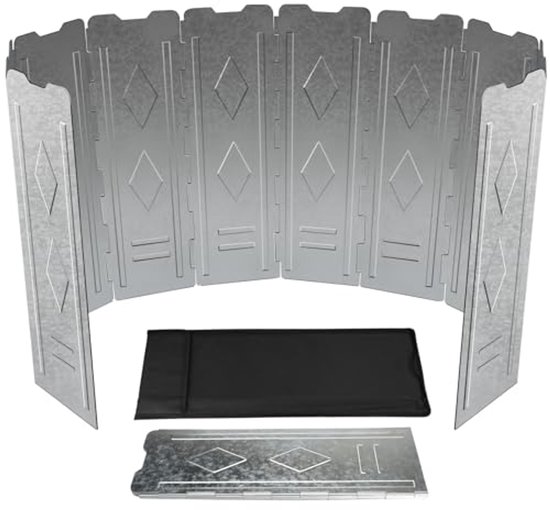 Oversized windscherm voor gaskoker - 150 cm aluminium opvouwbare zonwering van BERTONI