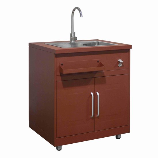 Oviala - Dubbele spoelbakunit voor buitenkeuken, baksteenafwerking - Memphis van Oviala