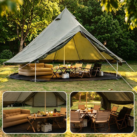 Oxford kloktent 400cm – Met kachelaansluiting & muggenbescherming – Donkergroen
