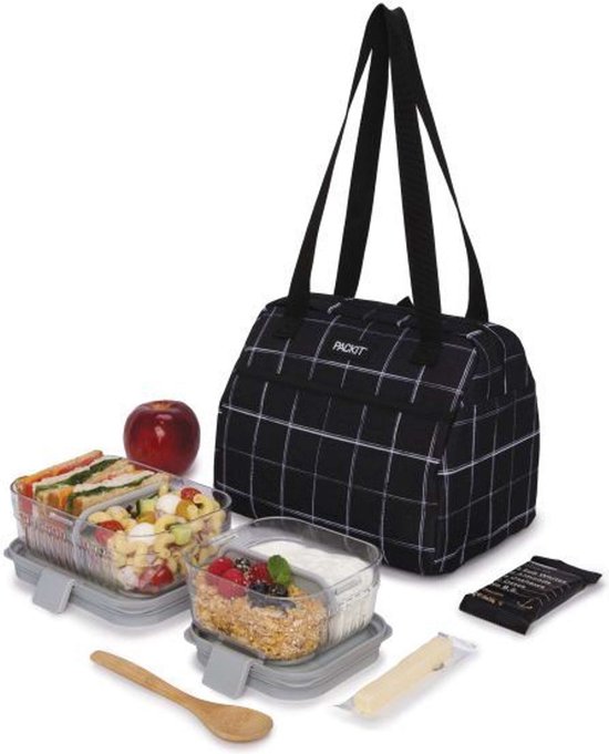 Pack It - Koeltas Hampton Grid - Polyester - Zwart van Pack It