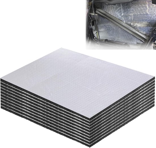 Pack van 10 Geluidsisolatiematten 40 x 25 cm - Zelfklevend, Waterdicht, Brandwerend en Vochtbestendig