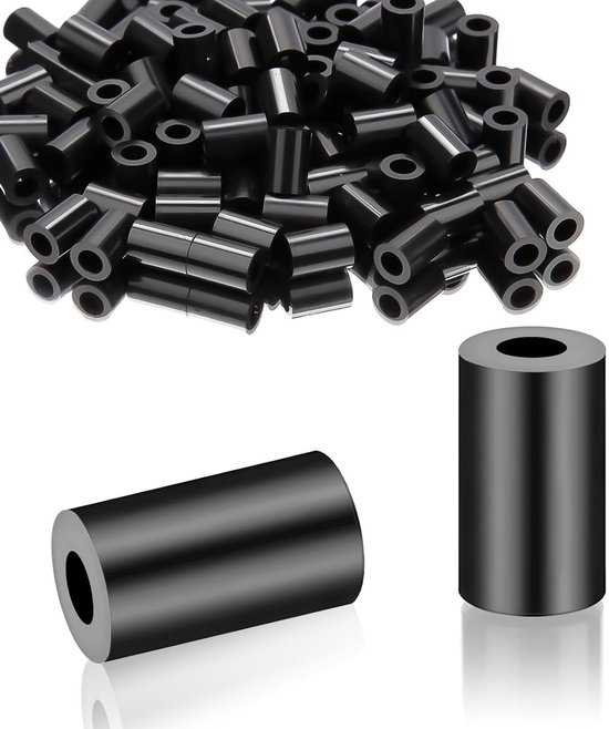 Pack van 100 ronde nylon afstandhouders M3-7 x 10 mm, plastic isolatie washers, zwart voor wandisolatie en montage