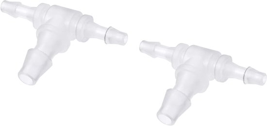 Pack van 2 T-stuk Slangverbinders, 4 x 6 x 4 mm, Plastic Buizenverbindingen voor Water en Brandstof, 3-Weg Connectoren