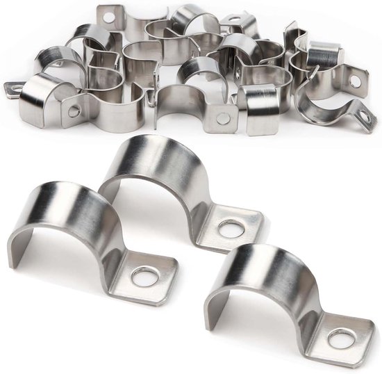 Pack van 20 Metalen Klemmen - Slangklemmen voor Bevestiging - Slangklem voor Kabels en Slangen - Kleine Buisklemmen - Stalen Kabelklemmen - Diameter 20-21 mm