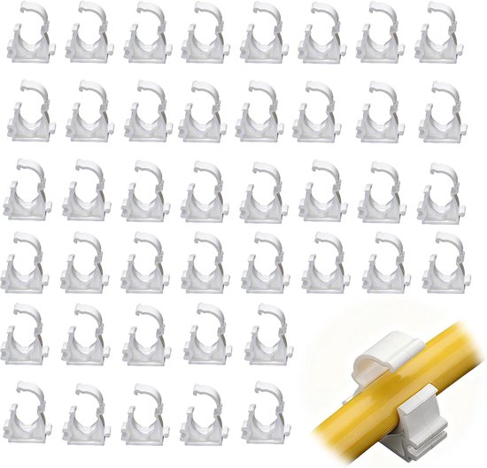 Pack van 42 Slangklemmen - Binnen diameter 16 mm - Tube houders - Plastic klemmen - Witte buisklemmen - Voor waterpijpen - Gas slang van Merkloos